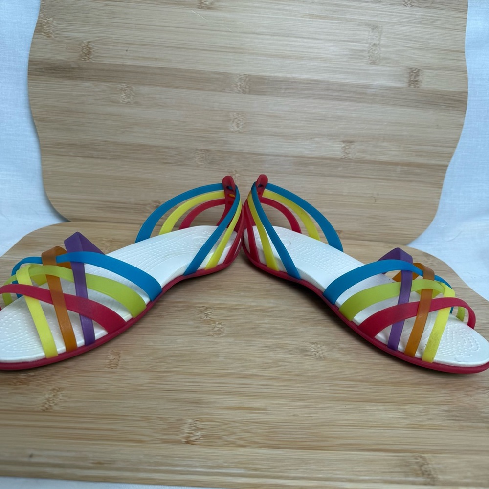 Crocs Isabella Rainbow Huarache Flat Jelly Sandal Women Size 7 Slip On - Picture 8 of 12